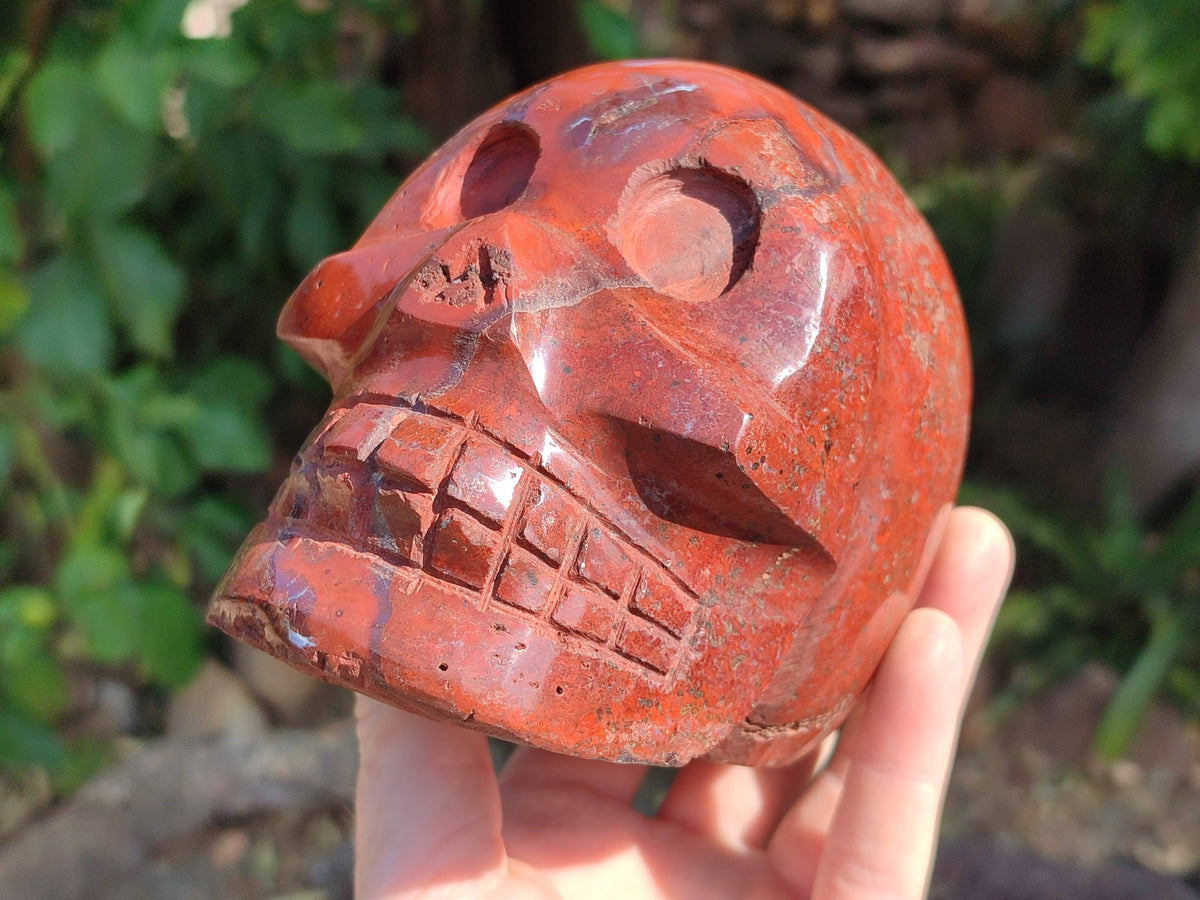 Hand Made Red Jasper Skull x 1 From Madagascar - Toprock Gemstones and Minerals 