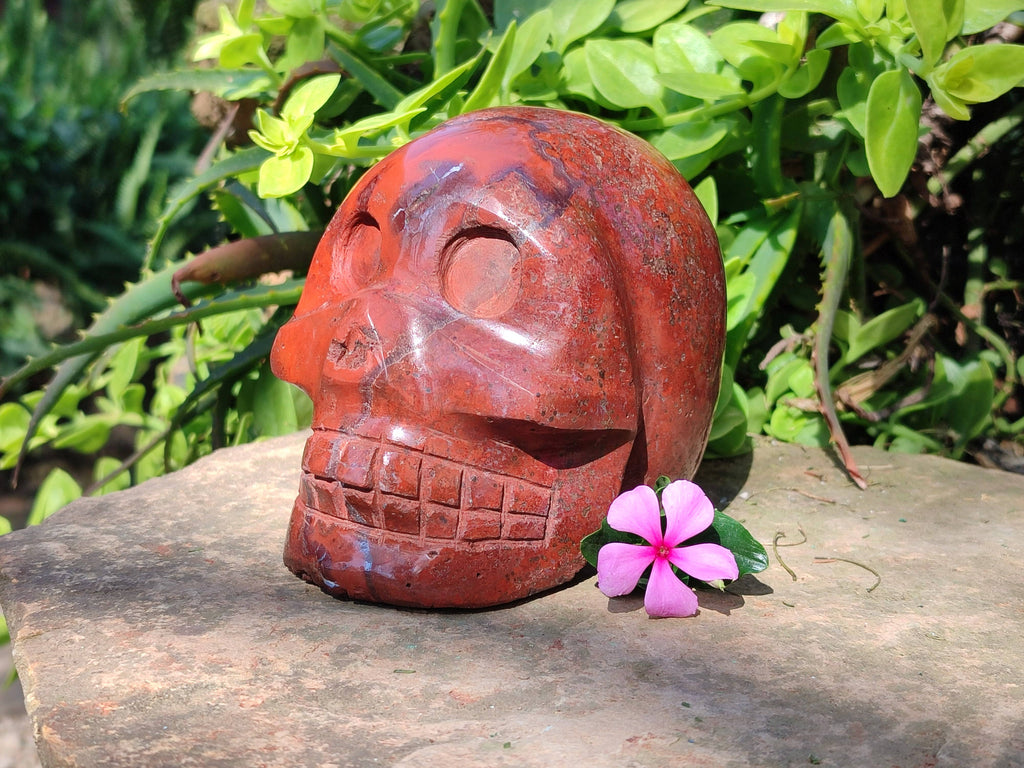 Hand Made Red Jasper Skull x 1 From Madagascar - Toprock Gemstones and Minerals 