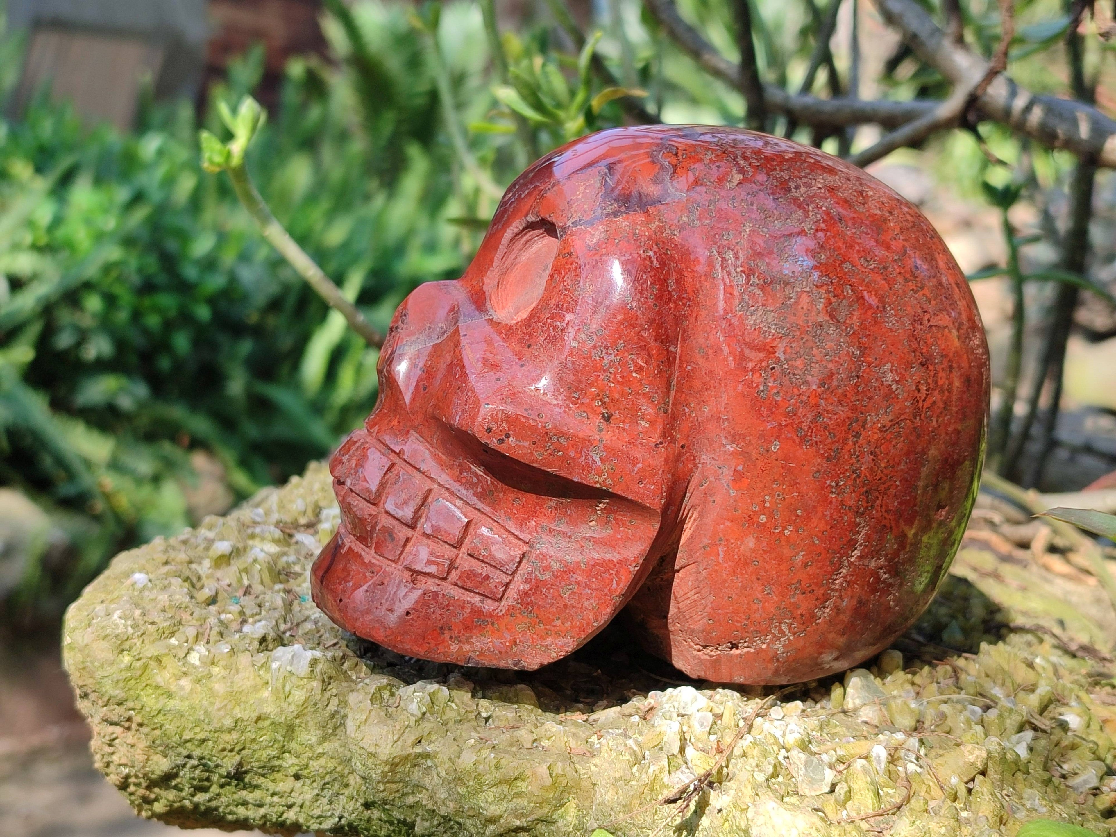 Hand Made Red Jasper Skull x 1 From Madagascar - Toprock Gemstones and Minerals 