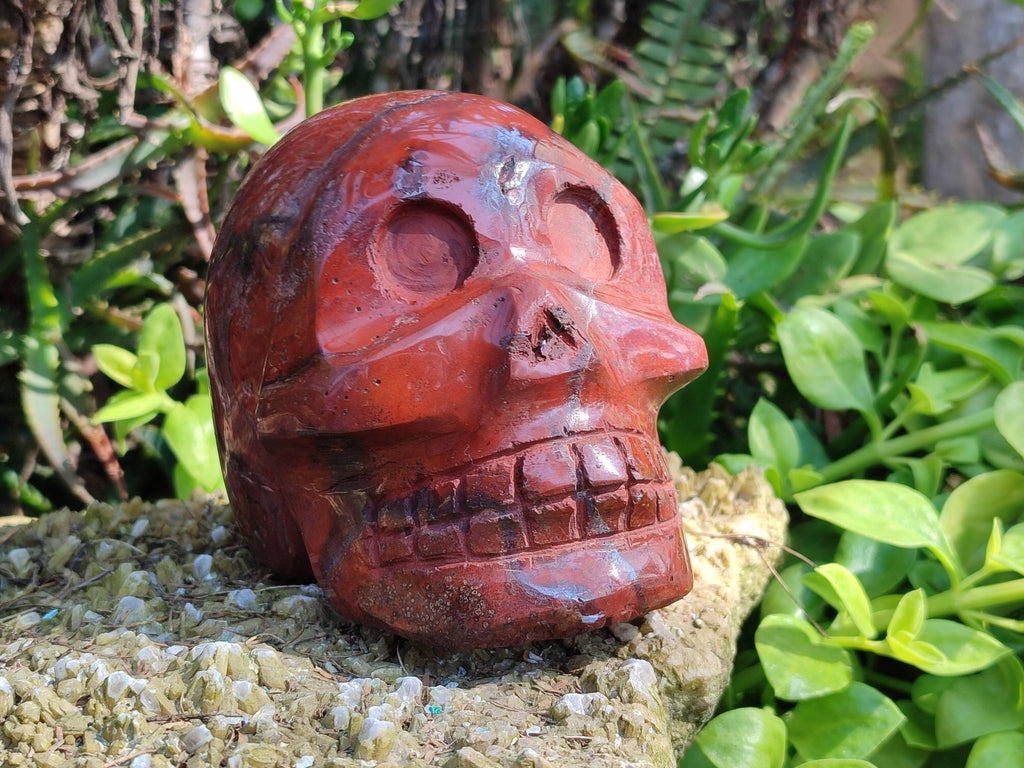 Hand Made Red Jasper Skull x 1 From Madagascar - Toprock Gemstones and Minerals 