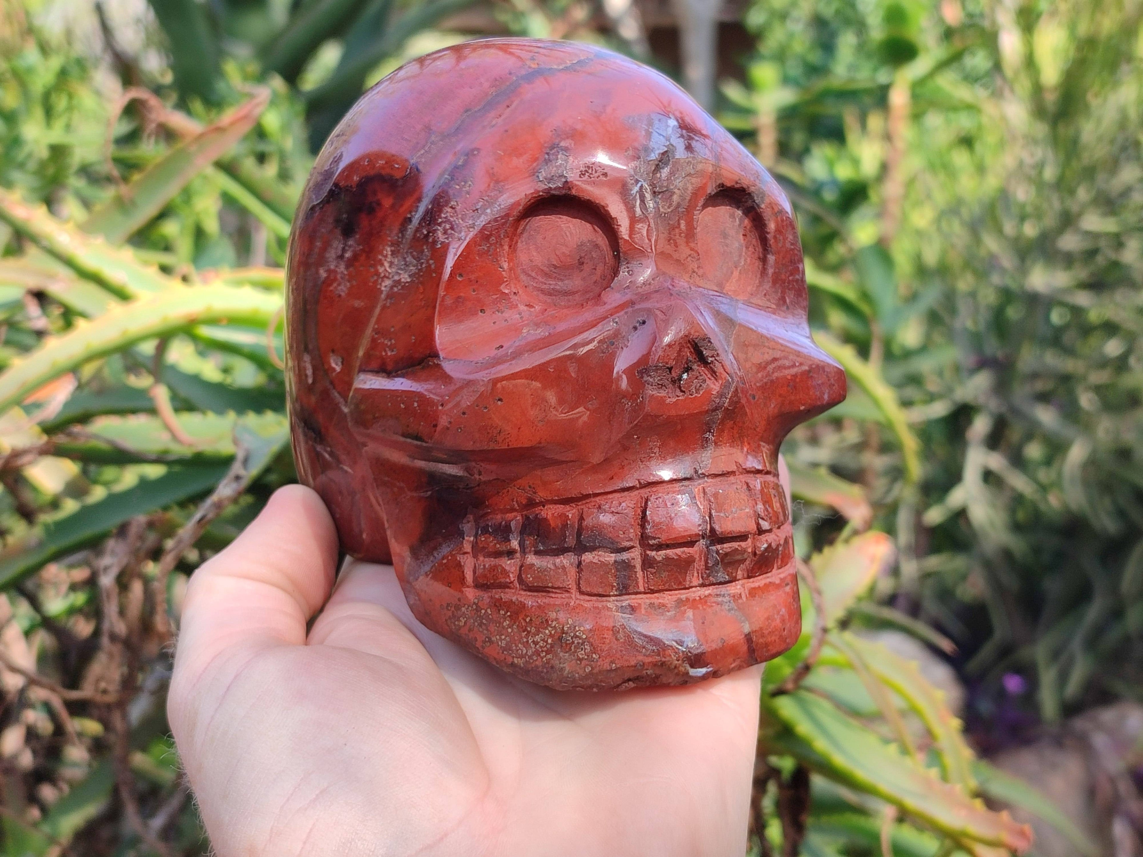 Hand Made Red Jasper Skull x 1 From Madagascar - Toprock Gemstones and Minerals 