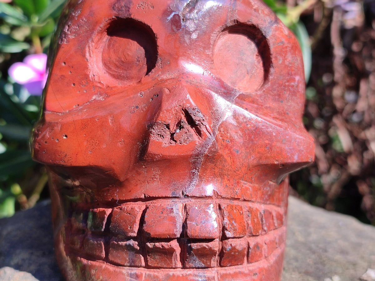 Hand Made Red Jasper Skull x 1 From Madagascar - Toprock Gemstones and Minerals 