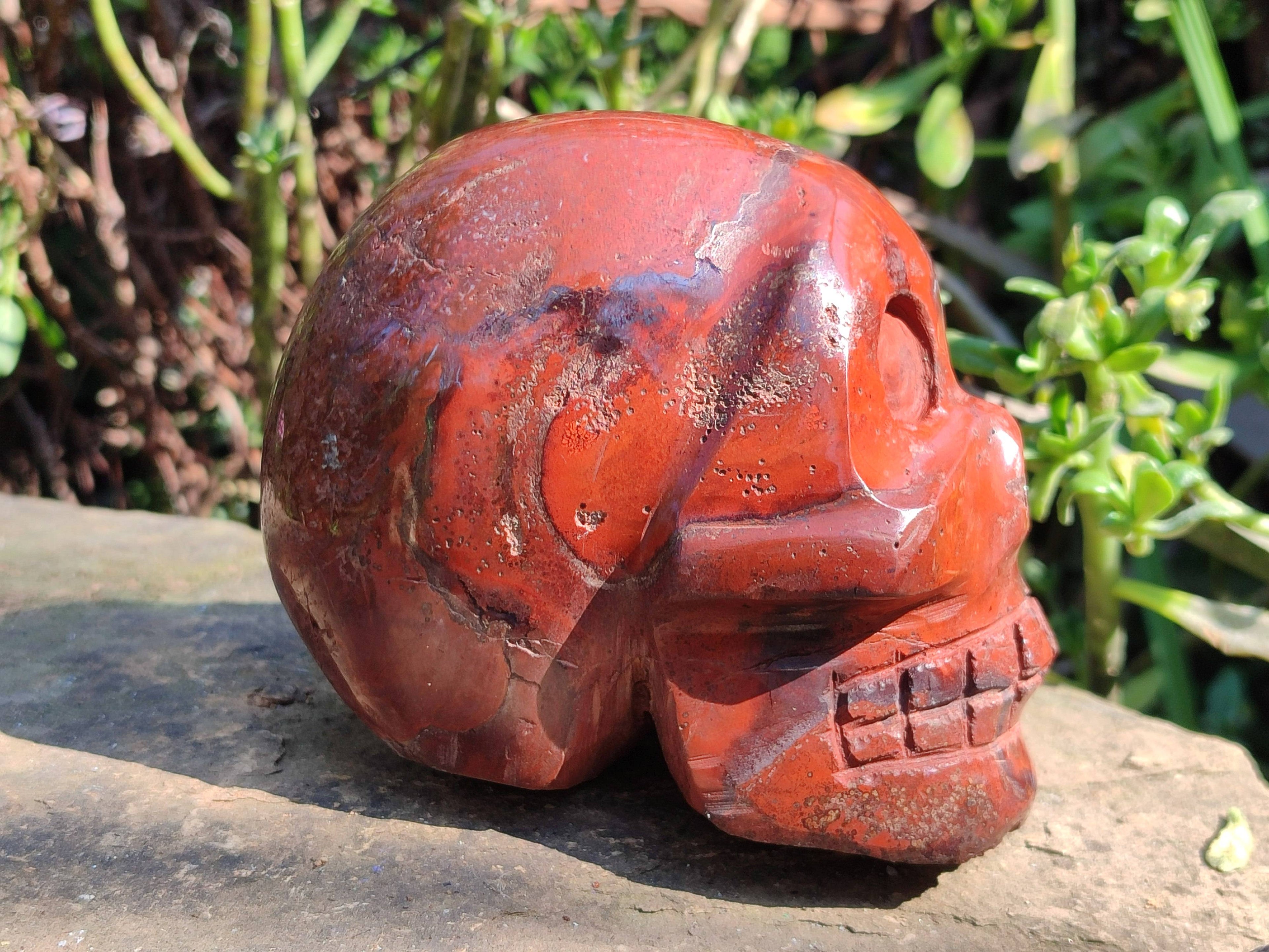 Hand Made Red Jasper Skull x 1 From Madagascar - Toprock Gemstones and Minerals 