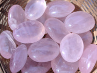 Gemmy Polished Rose Quartz Palm Stones x 35 From Madagascar