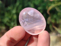 Gemmy Polished Rose Quartz Palm Stones x 35 From Madagascar