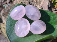 Gemmy Polished Rose Quartz Palm Stones x 35 From Madagascar