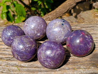 Polished Lepidolite With Pink Rubellite Spheres x 6 From Ambatondrazaka, Madagascar - Toprock Gemstones and Minerals 