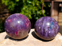 Polished Lepidolite With Pink Rubellite Spheres x 6 From Ambatondrazaka, Madagascar - Toprock Gemstones and Minerals 