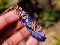 Hand Made Copper Wire Wrapped Sodalite Pendants x 6 From Namibia - Toprock Gemstones and Minerals 