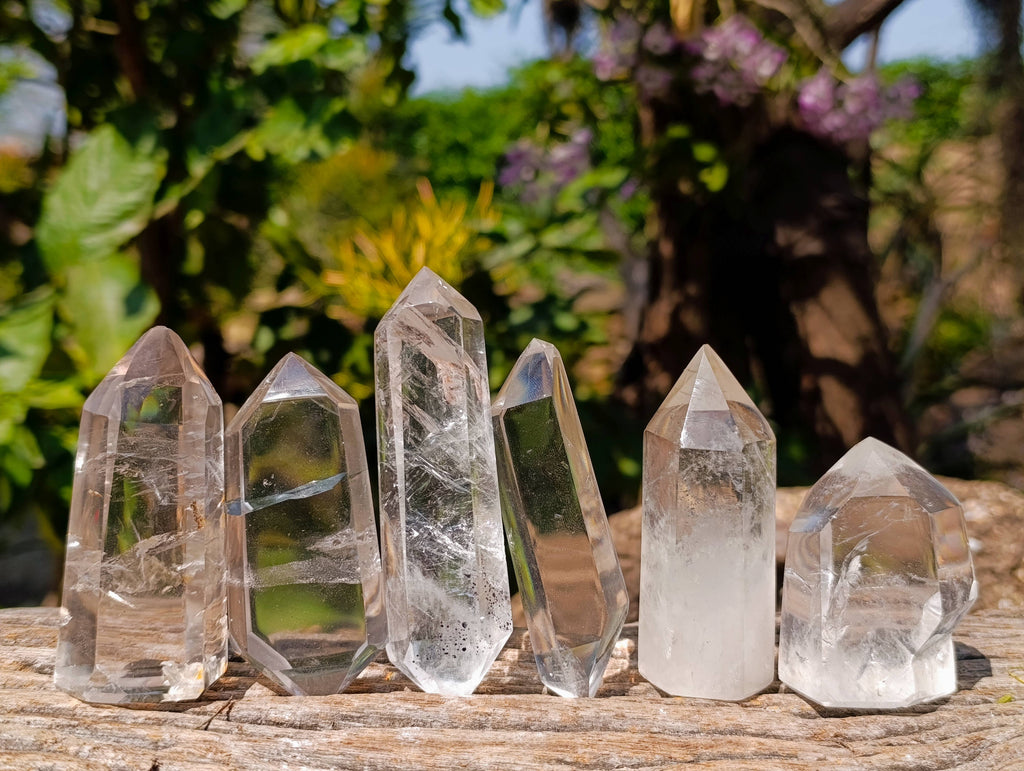 Polished Clear Quartz Crystals x 6 From Madagascar - Toprock Gemstones and Minerals 