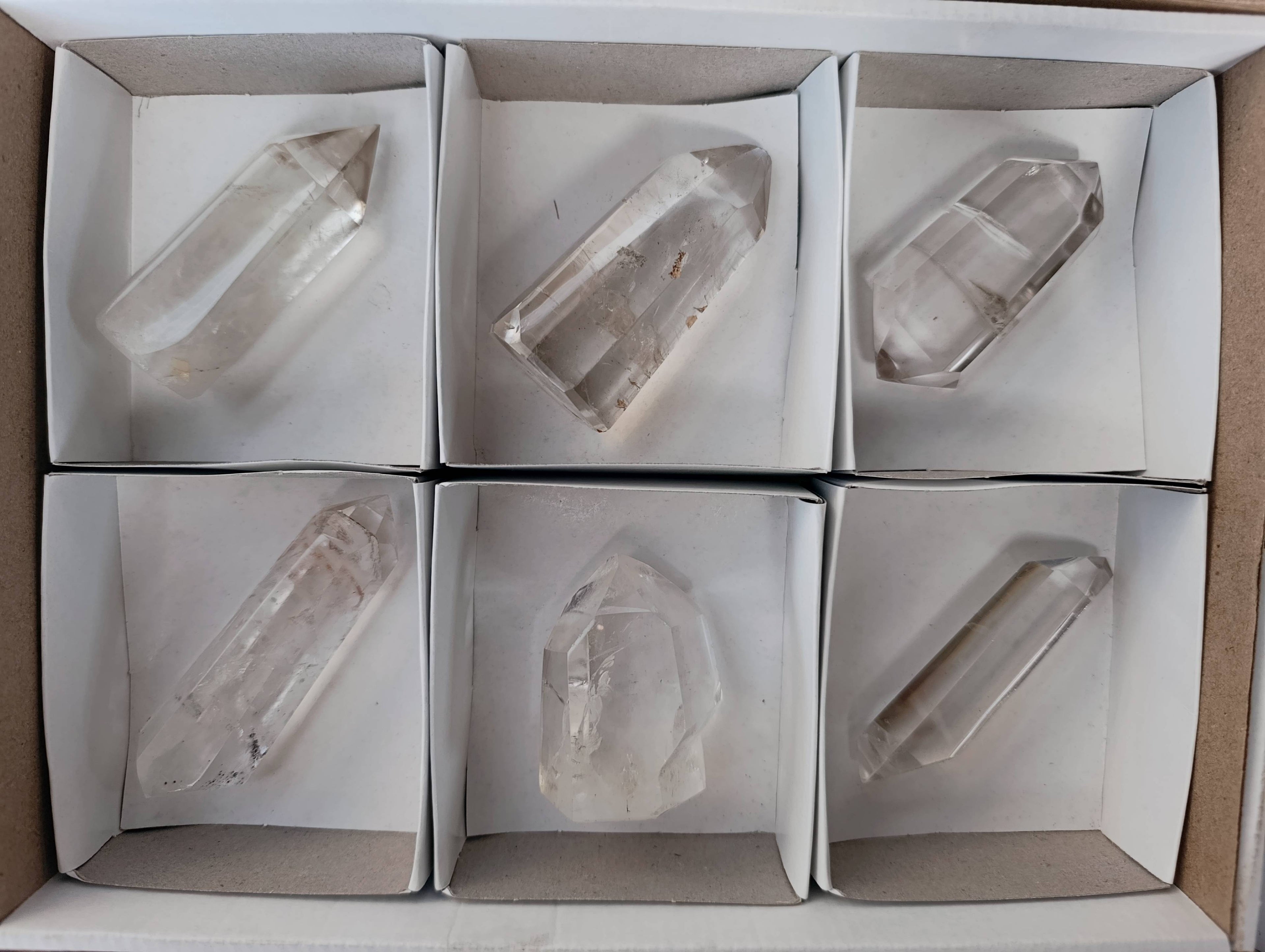 Polished Clear Quartz Crystals x 6 From Madagascar - Toprock Gemstones and Minerals 