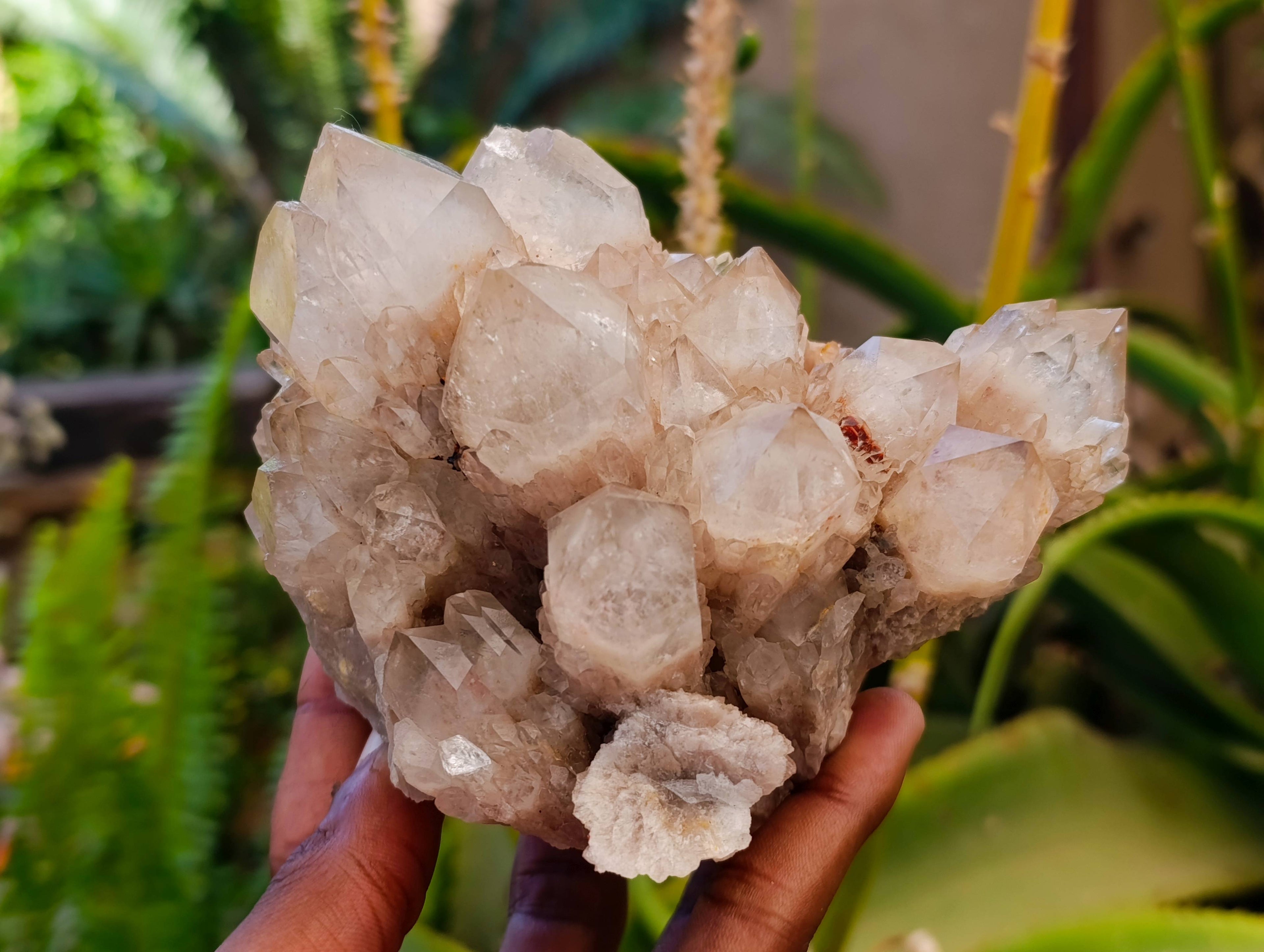 Natural Smokey Phantom Quartz Clusters x 2 From Luena, Congo - Toprock Gemstones and Minerals 