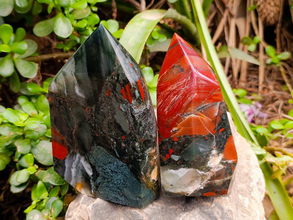 Polished Bloodstone Points x 2 From Swaziland - Toprock Gemstones and Minerals 