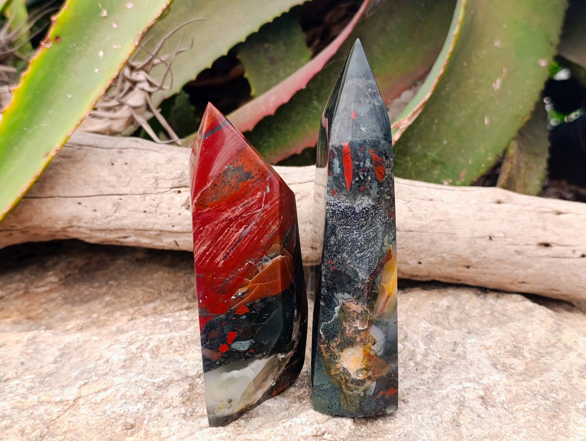 Polished Bloodstone Points x 2 From Swaziland - Toprock Gemstones and Minerals 