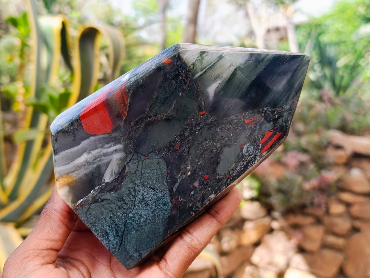 Polished Bloodstone Points x 2 From Swaziland - Toprock Gemstones and Minerals 