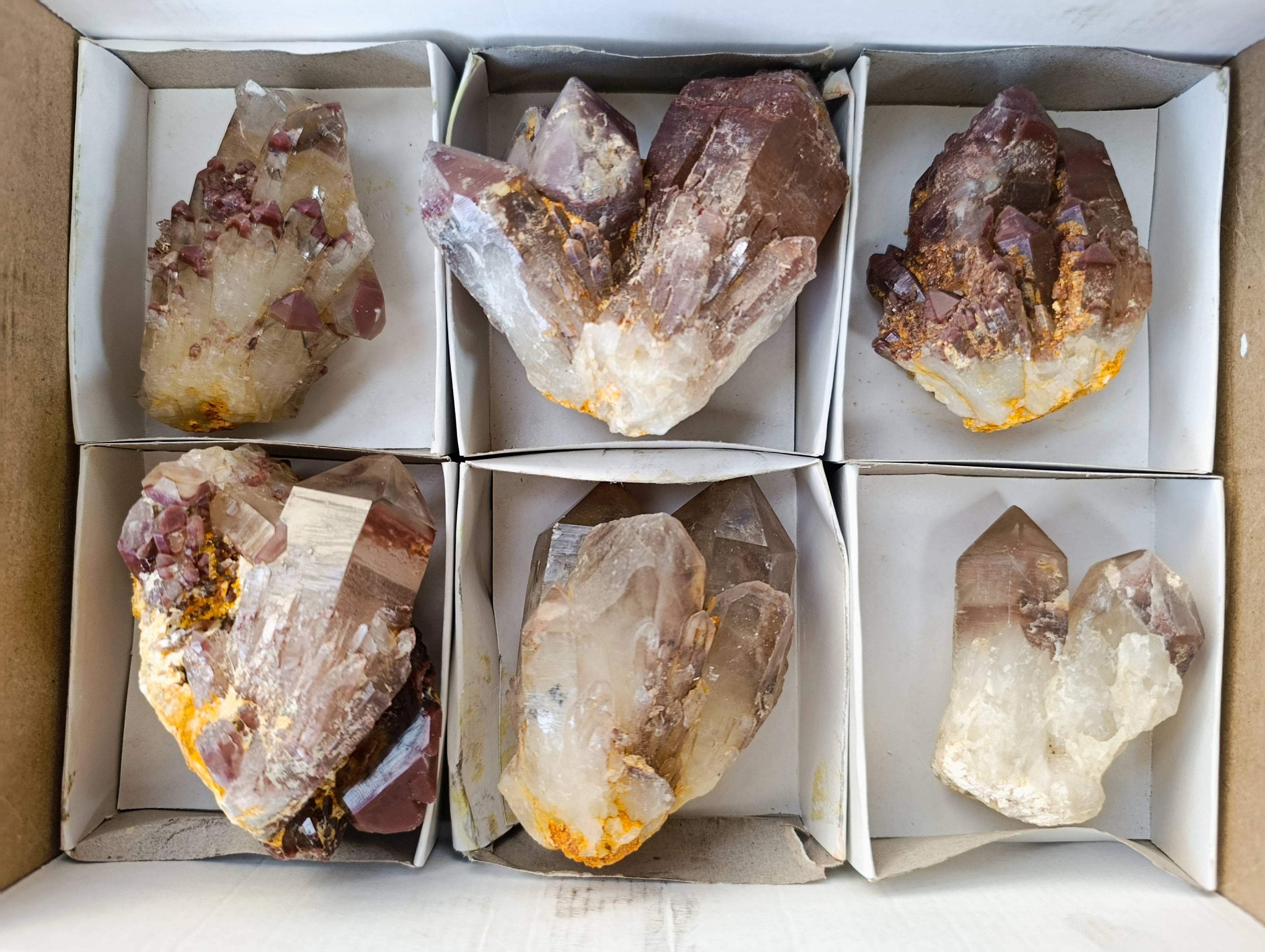 Natural Red Hematoid Quartz Clusters x 6 From Karoi, Zimbabwe - Toprock Gemstones and Minerals 