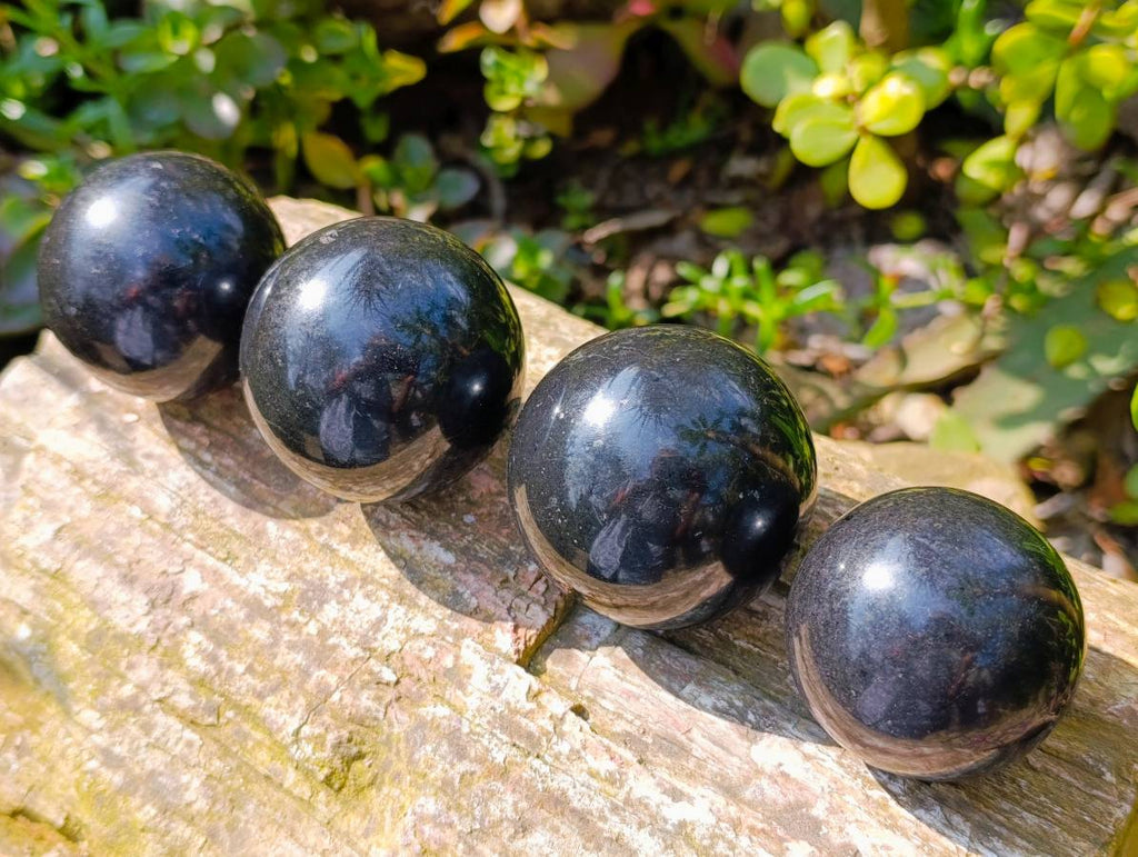 Polished Black Basalt Spheres x 6 From Madagascar - Toprock Gemstones and Minerals 