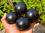Polished Black Basalt Spheres x 6 From Madagascar - Toprock Gemstones and Minerals 