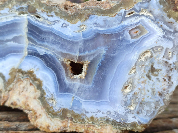 Blue Lace Agate With Cracy Lace x 2 From Namibia