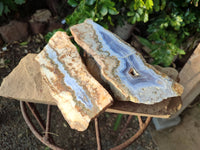 Blue Lace Agate With Cracy Lace x 2 From Namibia