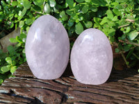 Polished Lavender Rose Quartz Standing Free Forms x 2 From Madagascar