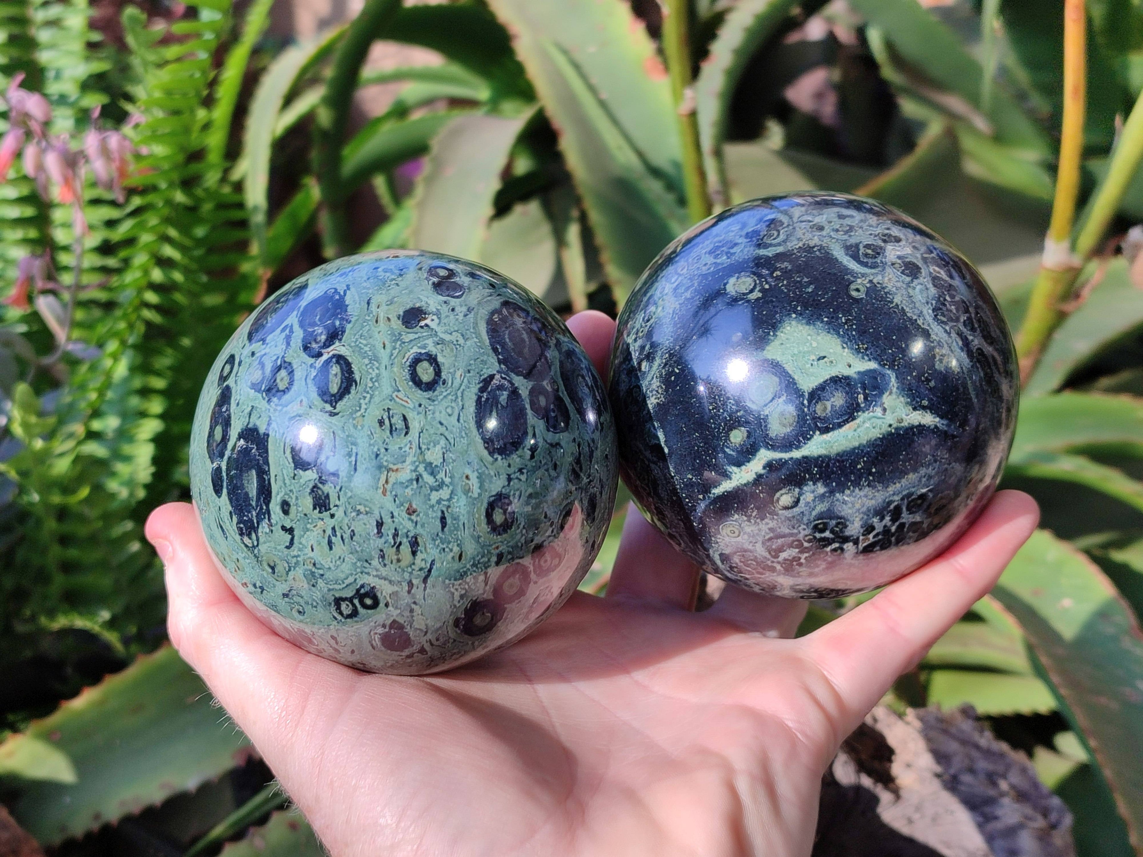Polished Stomatolite Spheres x 2 From Katsepy, Madagascar - Toprock Gemstones and Minerals 