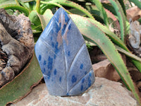 Polished Spotted Blue Spinel Quartz Standing Free Form x 1 From Madagascar