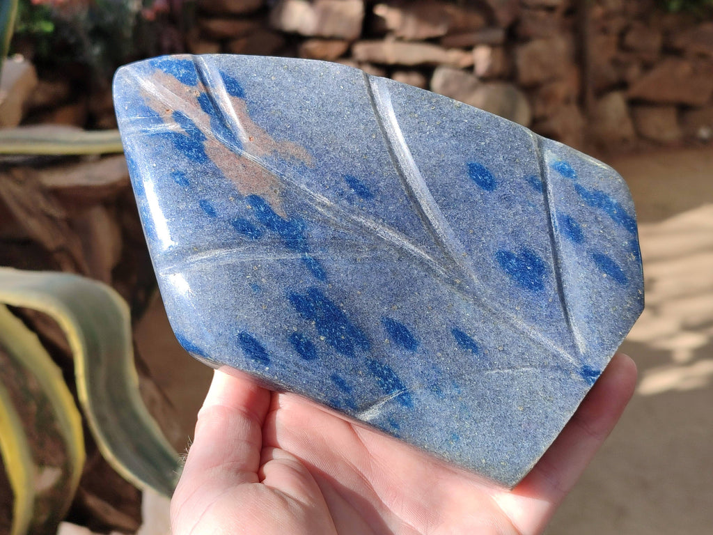 Polished Spotted Blue Spinel Quartz Standing Free Form x 1 From Madagascar - Toprock Gemstones and Minerals 