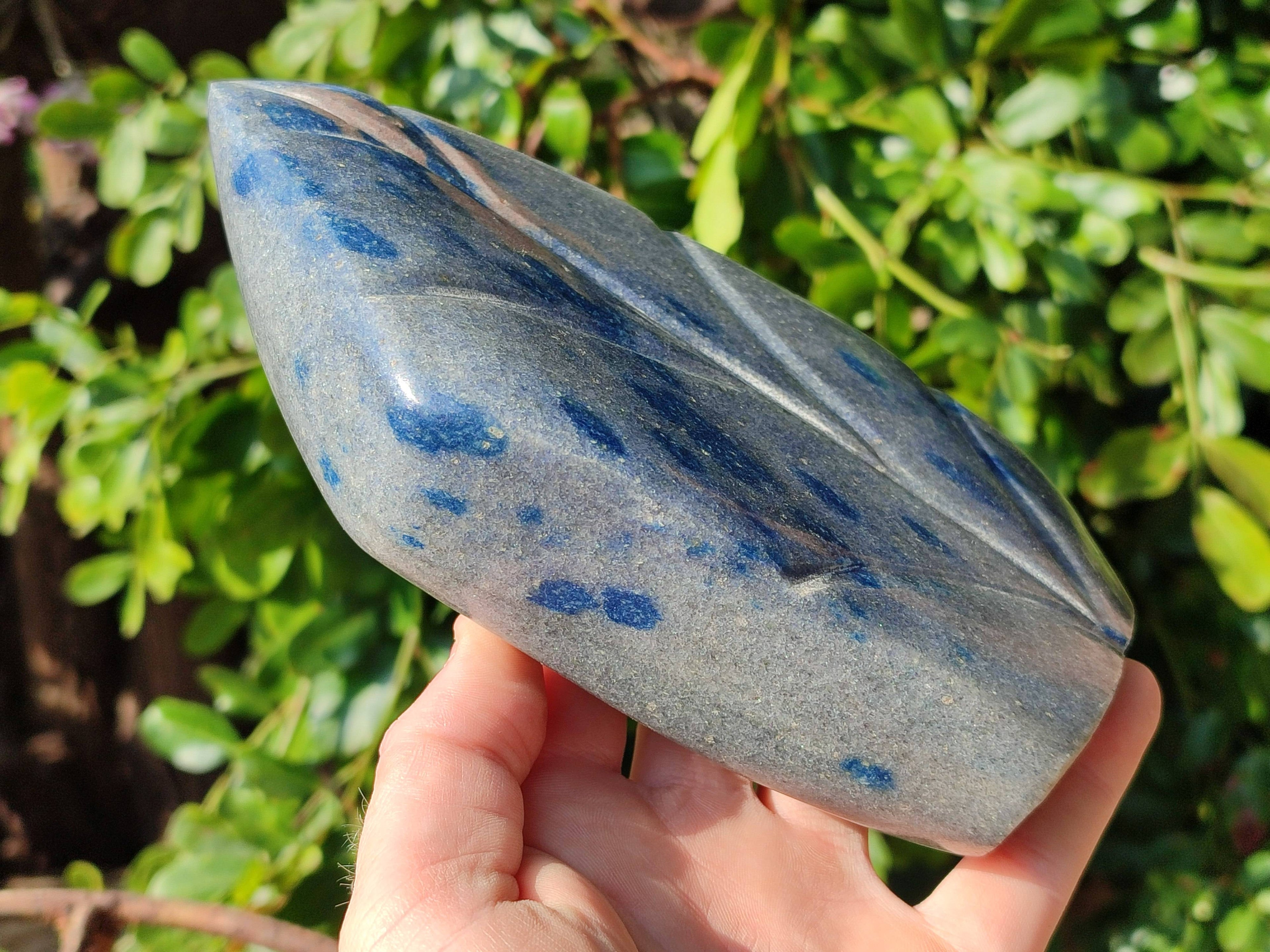 Polished Spotted Blue Spinel Quartz Standing Free Form x 1 From Madagascar - Toprock Gemstones and Minerals 