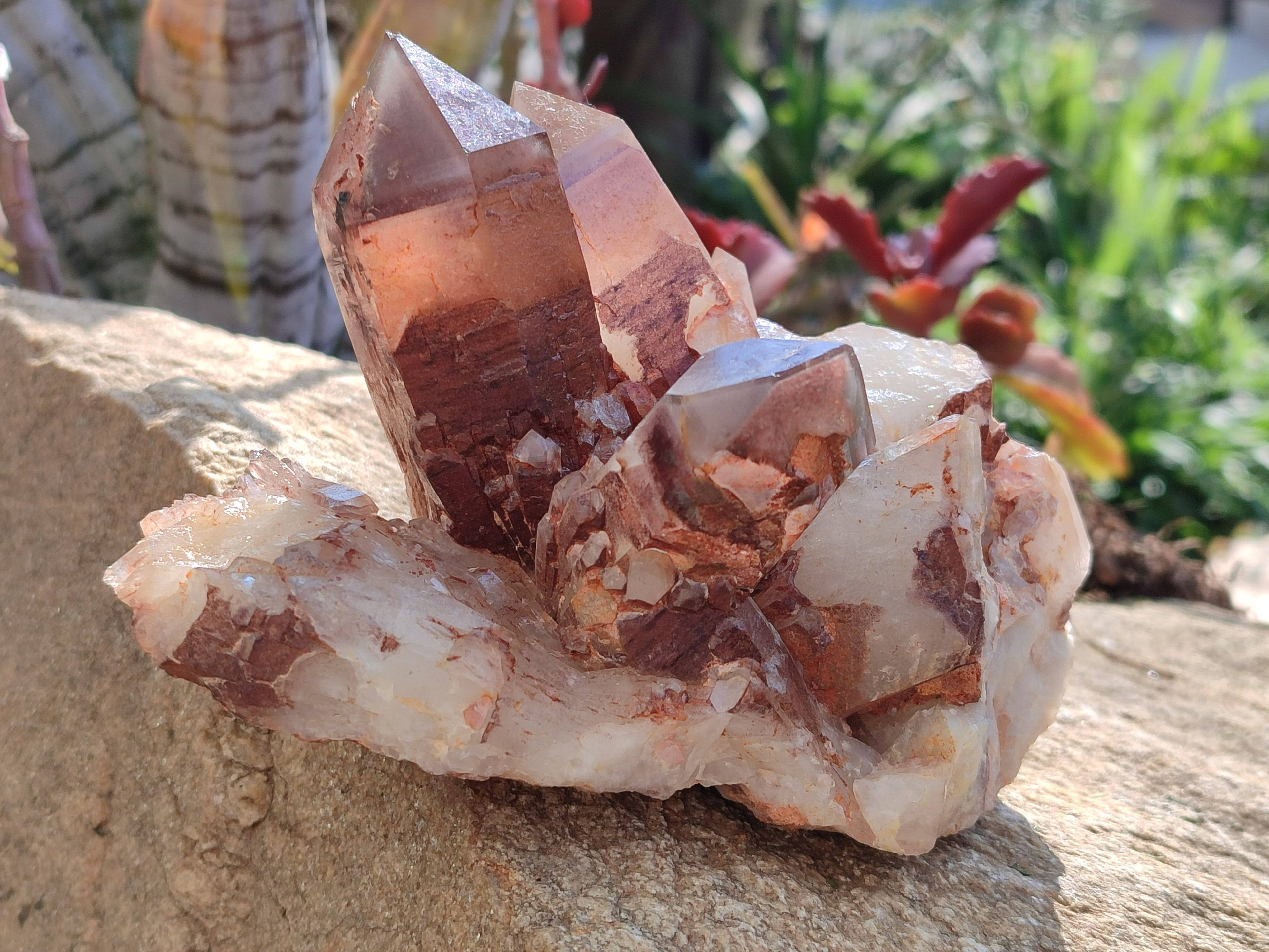Natural Red Hematoid Quartz Clusters x 3 From Karoi, Zimbabwe - Toprock Gemstones and Minerals 