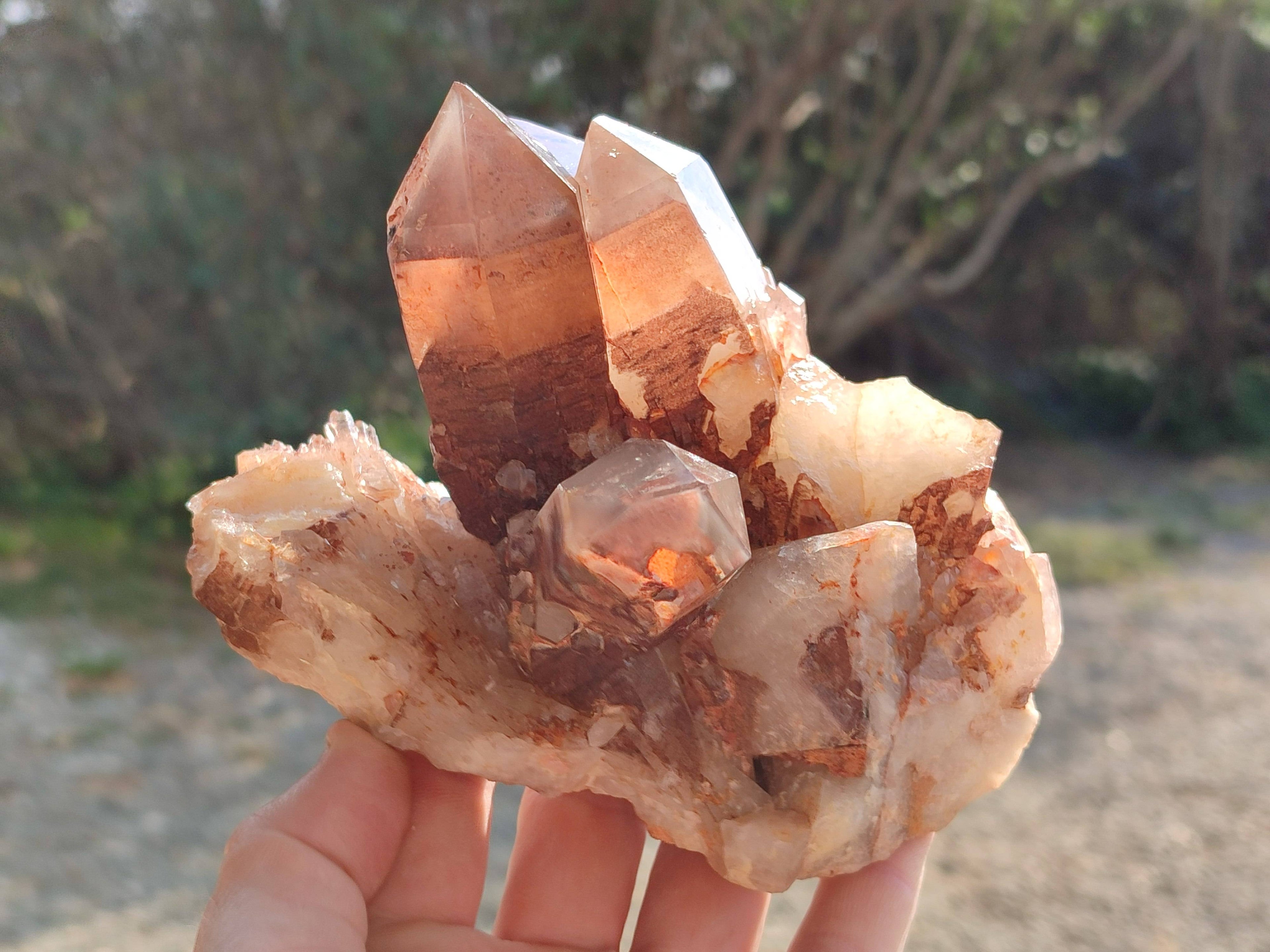Natural Red Hematoid Quartz Clusters x 3 From Karoi, Zimbabwe - Toprock Gemstones and Minerals 
