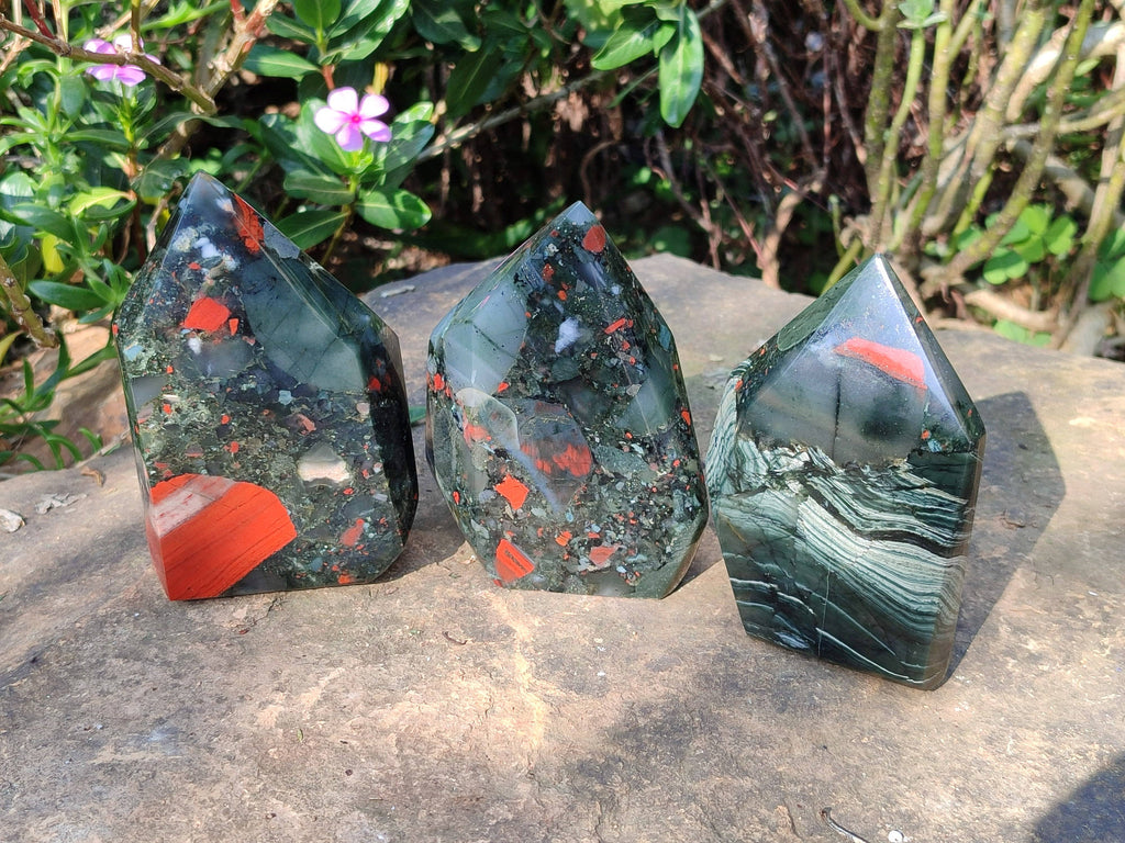 Polished Bloodstone Points x 3 From Swaziland - Toprock Gemstones and Minerals 