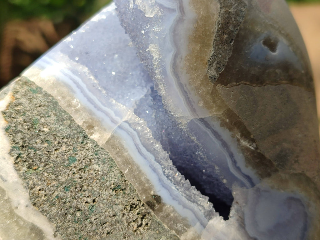 Polished Blue Lace Agate Standing Free Form x 1 From Nsanje, Malawi - Toprock Gemstones and Minerals 