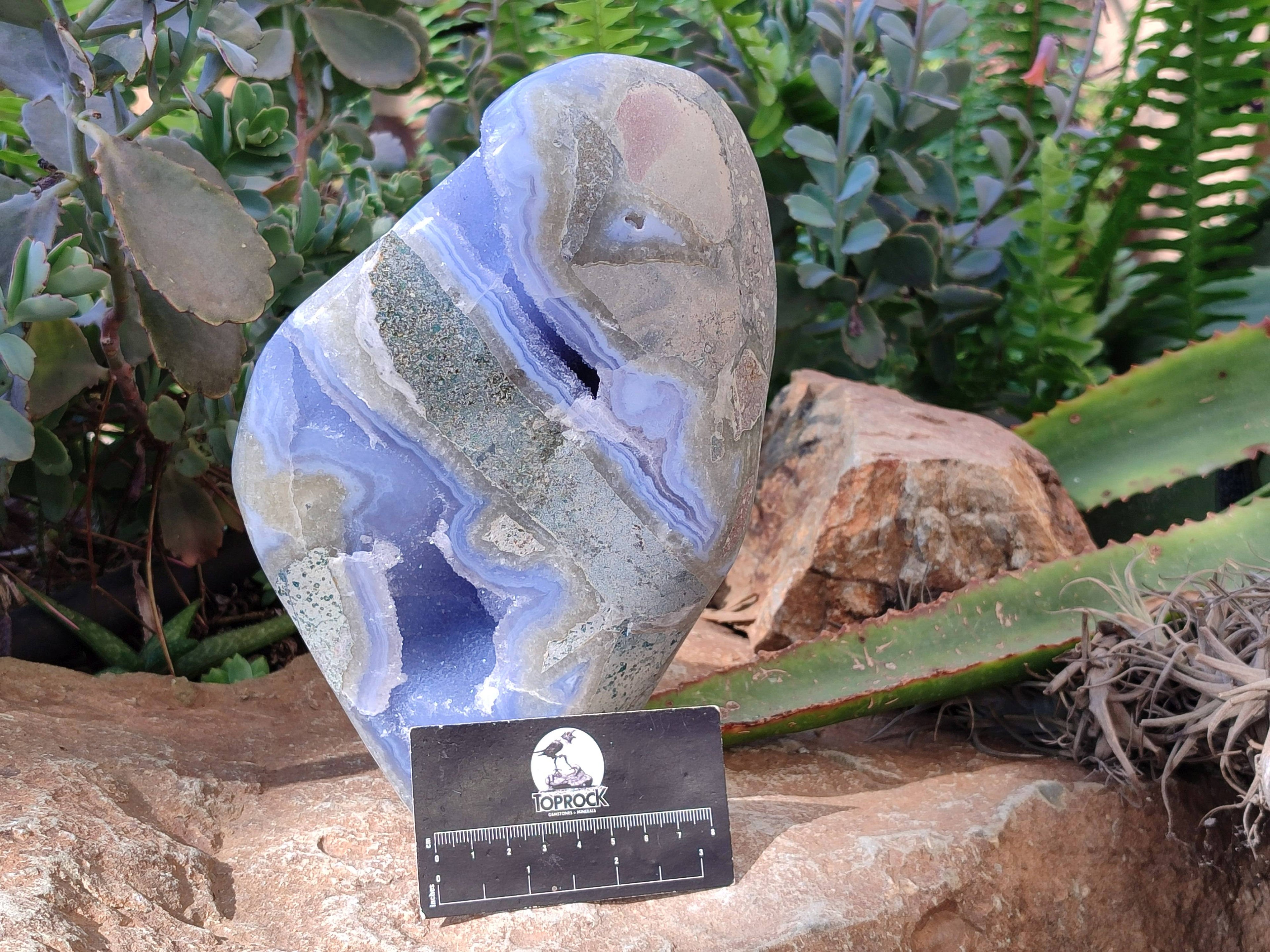 Polished Blue Lace Agate Standing Free Form x 1 From Nsanje, Malawi - Toprock Gemstones and Minerals 