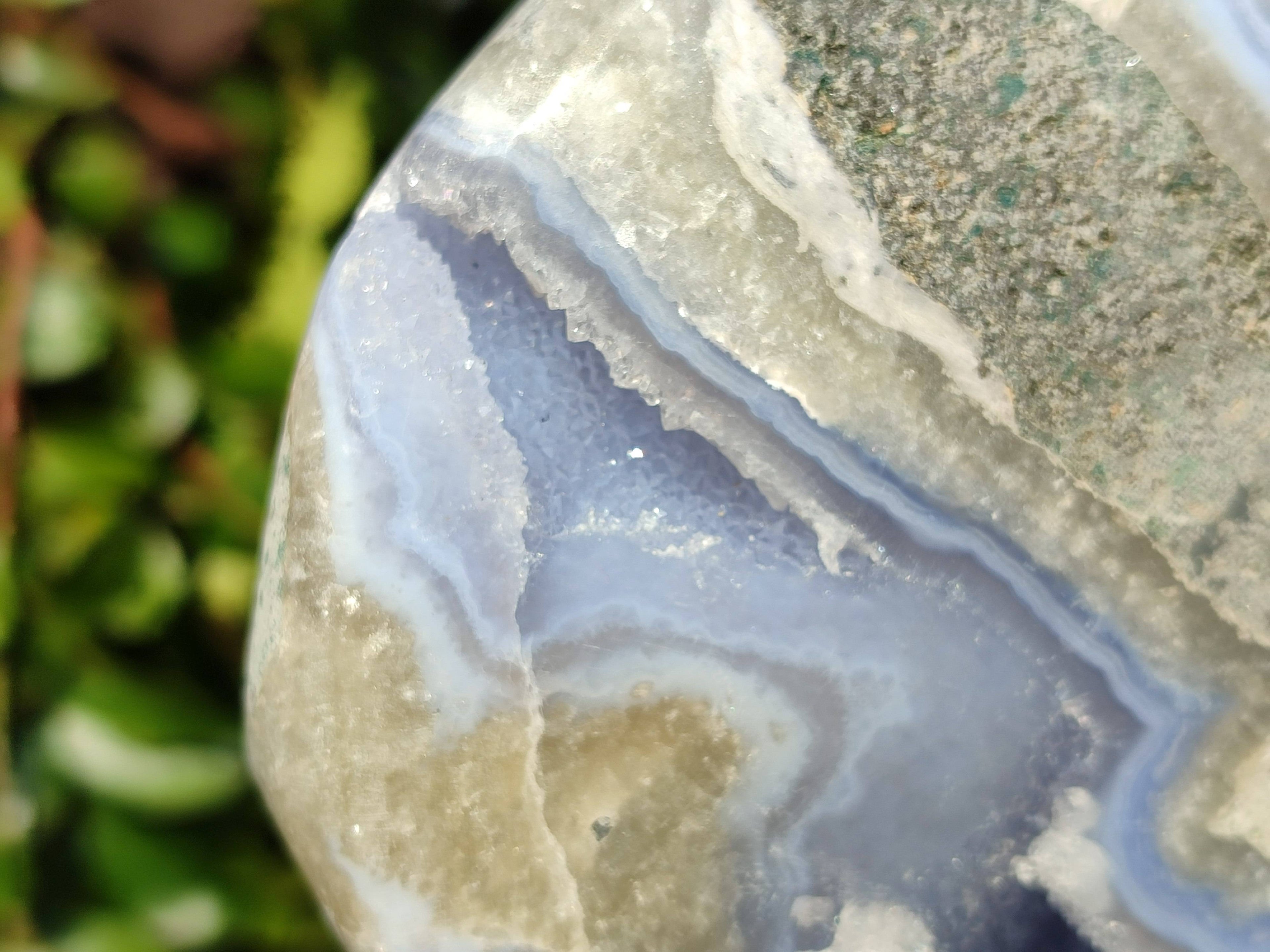 Polished Blue Lace Agate Standing Free Form x 1 From Nsanje, Malawi - Toprock Gemstones and Minerals 