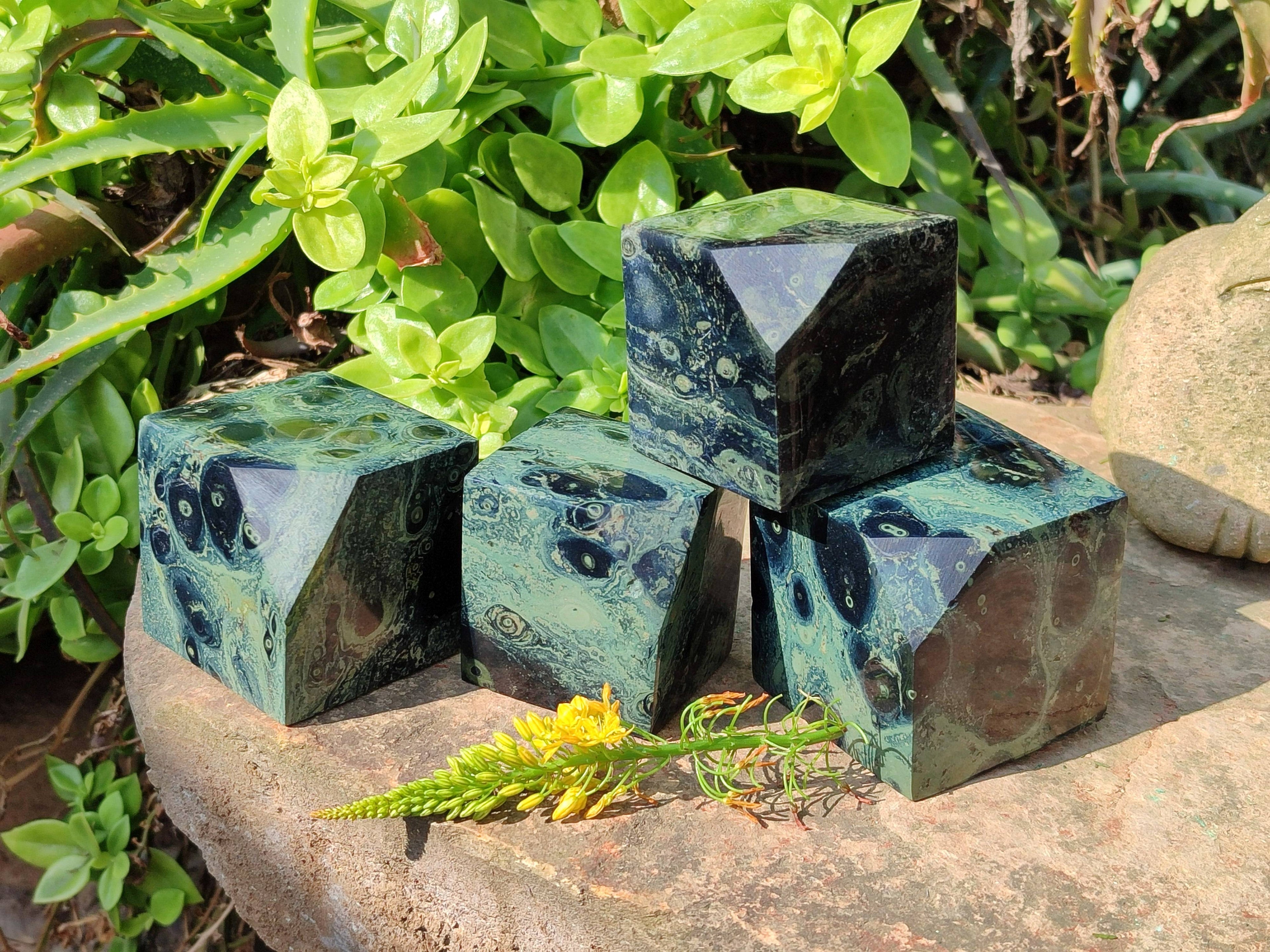 Polished Stromatolite Cubes x 4 From Katsepy, Madagascar - Toprock Gemstones and Minerals 