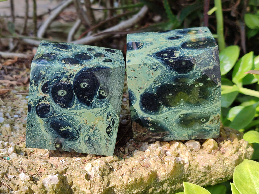 Polished Stromatolite Cubes x 4 From Katsepy, Madagascar - Toprock Gemstones and Minerals 