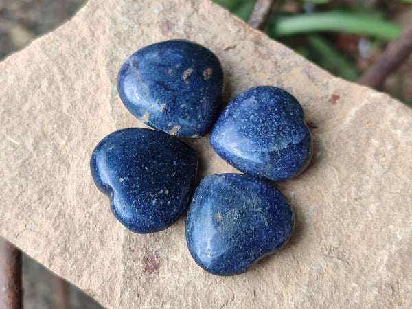 Polished Lazulite Hearts x 35 From Madagascar - Toprock Gemstones and Minerals 