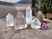 Polished Clear And Smokey Quartz Crystals x 6 From Madagascar