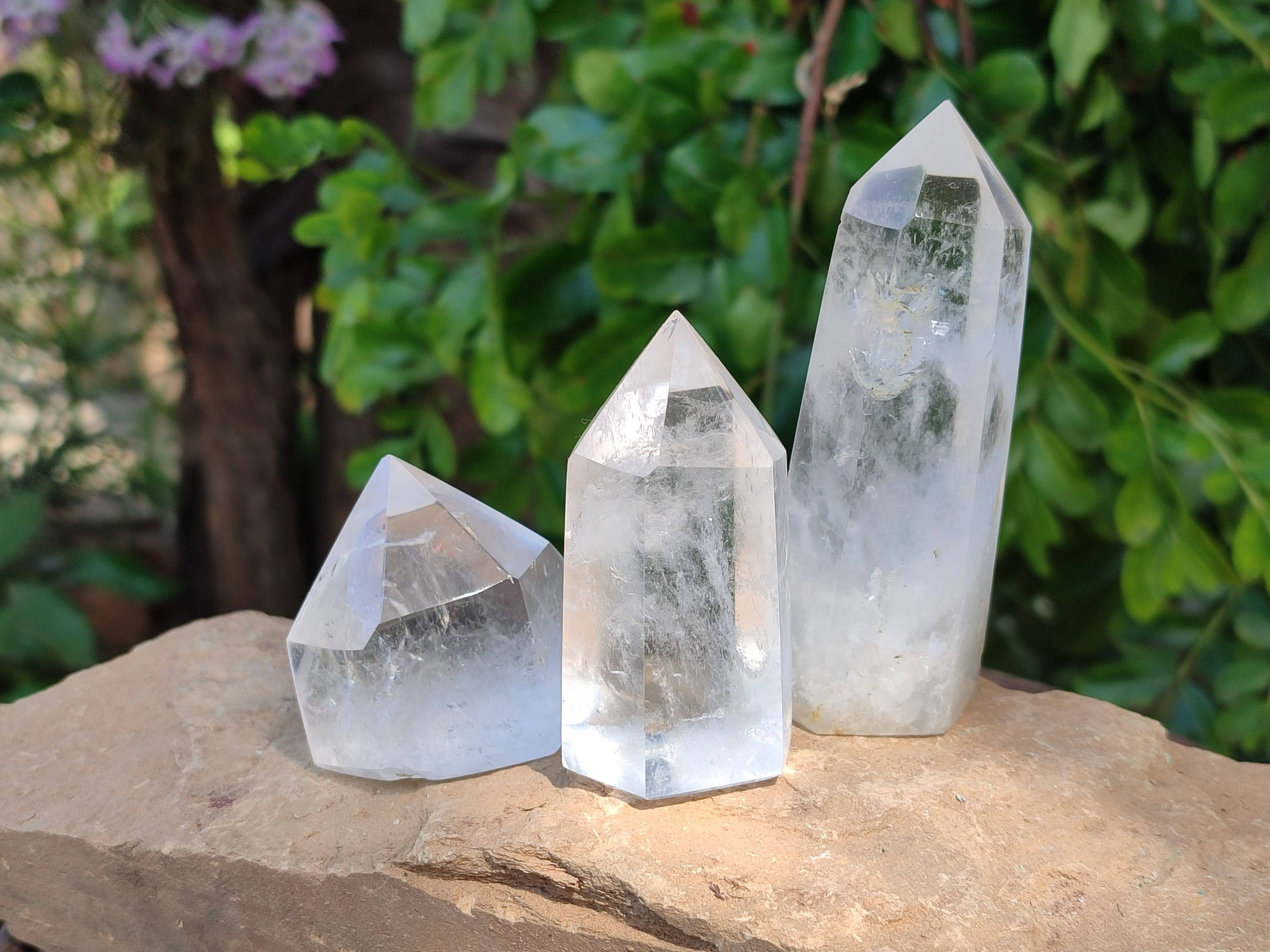 Polished Clear And Smokey Quartz Crystals x 6 From Madagascar - Toprock Gemstones and Minerals 