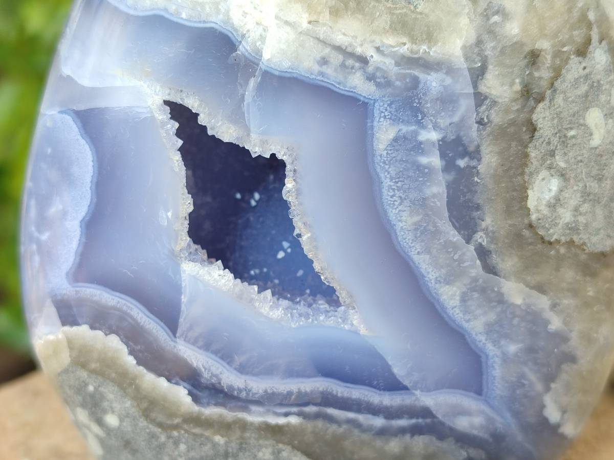 Polished Blue Lace Agate Standing Free Forms x 2 From Nsanje, Malawi - Toprock Gemstones and Minerals 