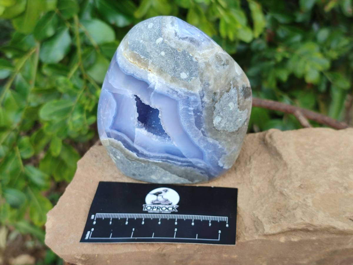 Polished Blue Lace Agate Standing Free Forms x 2 From Nsanje, Malawi - Toprock Gemstones and Minerals 