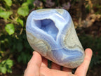 Polished Blue Lace Agate Standing Free Forms x 2 From Nsanje, Malawi - Toprock Gemstones and Minerals 