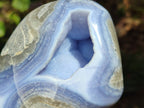 Polished Blue Lace Agate Standing Free Forms x 2 From Nsanje, Malawi - Toprock Gemstones and Minerals 
