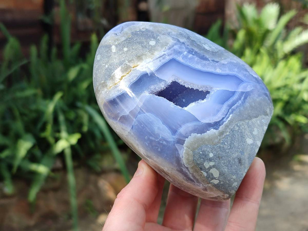 Polished Blue Lace Agate Standing Free Forms x 2 From Nsanje, Malawi - Toprock Gemstones and Minerals 