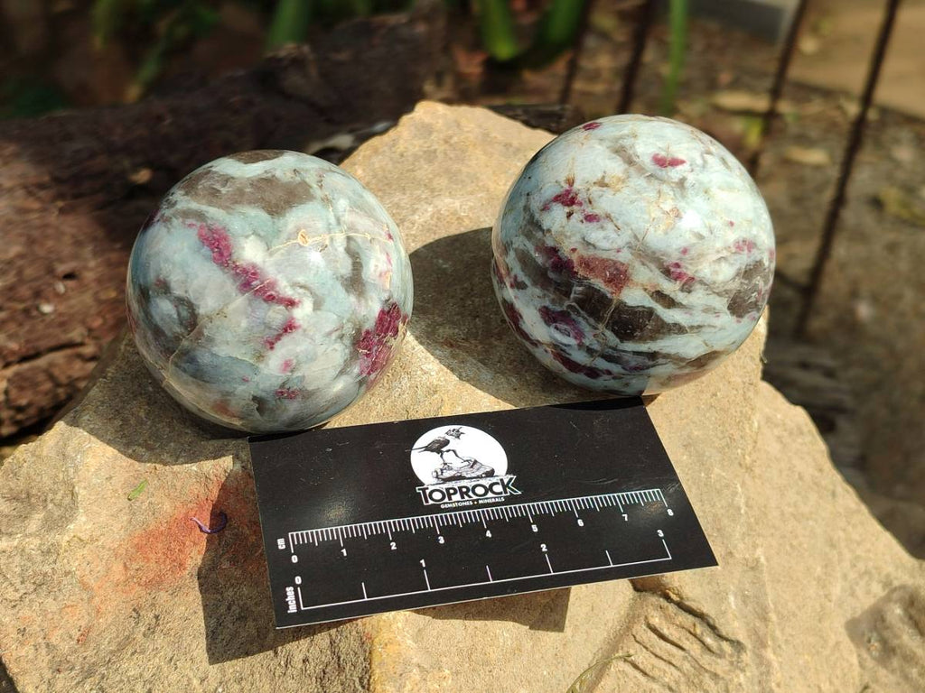 Polished Rubellite Pink Tourmaline Spheres x 6 From Ambatondrazaka, Madagascar - Toprock Gemstones and Minerals 