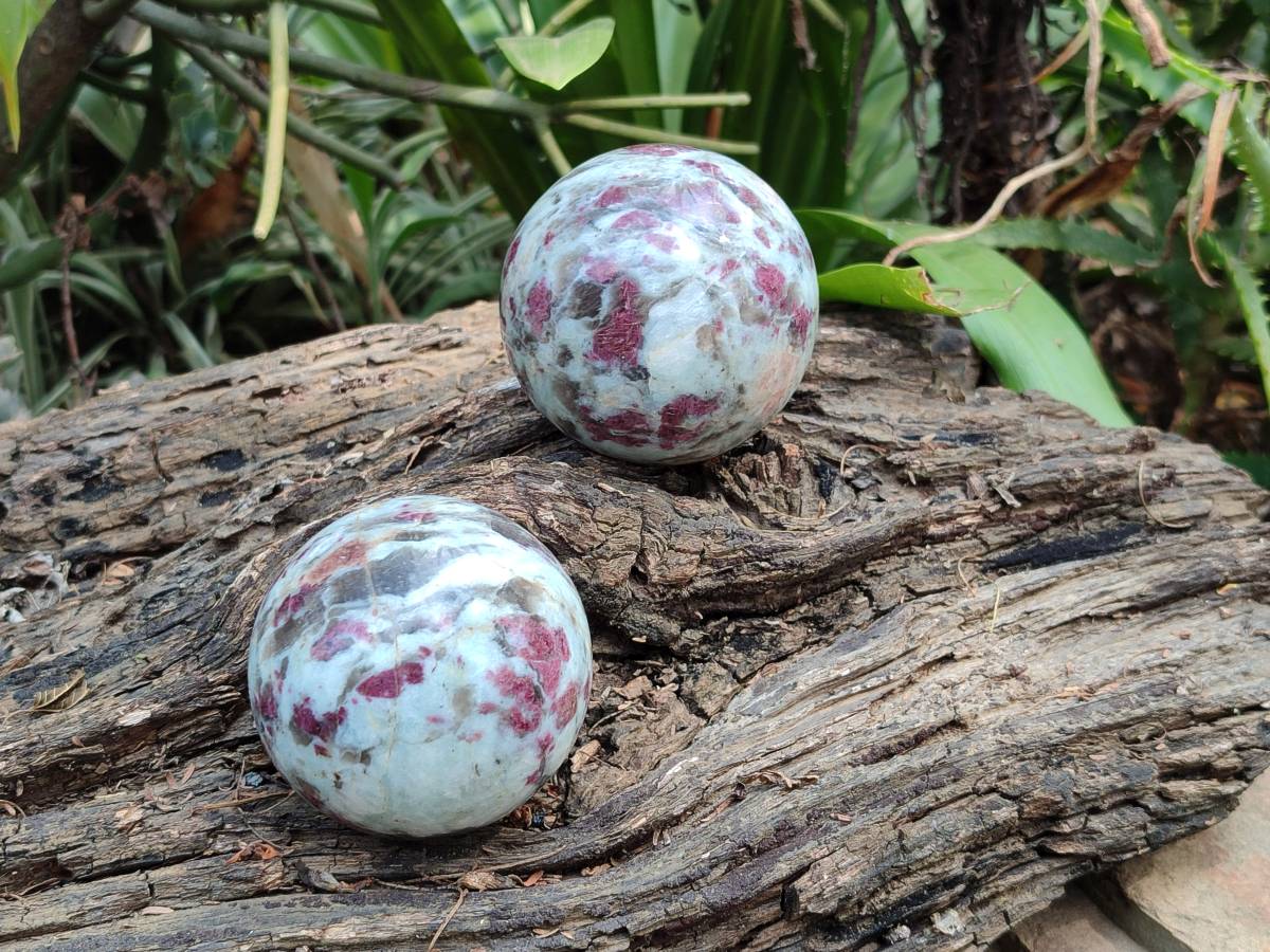 Polished Rubellite Pink Tourmaline Spheres x 6 From Ambatondrazaka, Madagascar - Toprock Gemstones and Minerals 