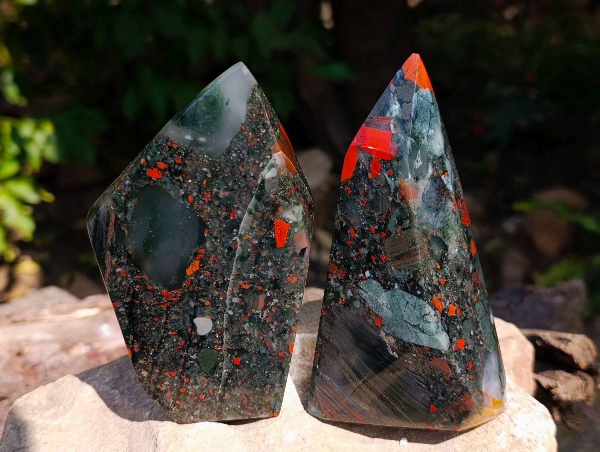 Polished Bloodstone Points x 3 From Swaziland - Toprock Gemstones and Minerals 