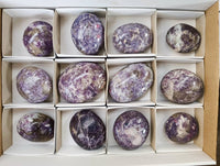 Polished Lepidolite With Pink Rubellite Palm Stones x 12 From Ambatondrazaka, Madagascar - Toprock Gemstones and Minerals 