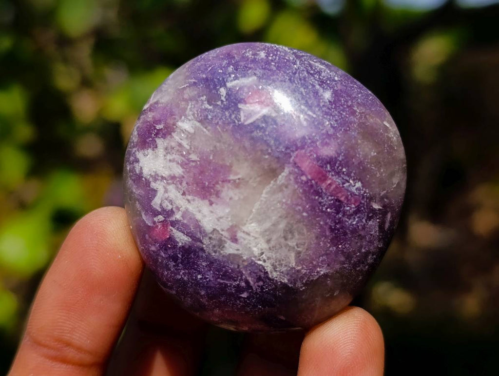 Polished Lepidolite With Pink Rubellite Palm Stones x 12 From Ambatondrazaka, Madagascar - Toprock Gemstones and Minerals 